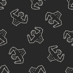 Strong muscle doodle seamless pattern background N7