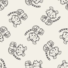 tiger doodle seamless pattern background