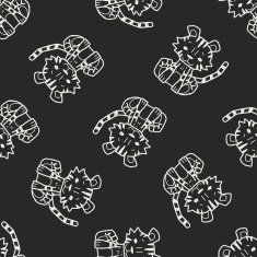 tiger doodle seamless pattern background N2