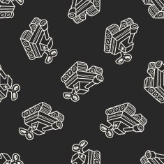 toy tank doodle seamless pattern background N2