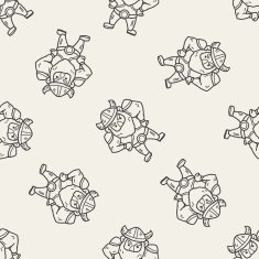 viking doodle seamless pattern background N5