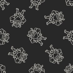 viking doodle seamless pattern background N6
