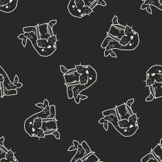 walrus doodle seamless pattern background N2