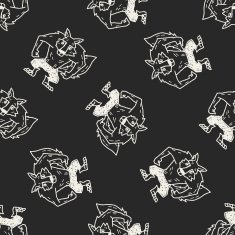 Werewolf doodle seamless pattern background N4