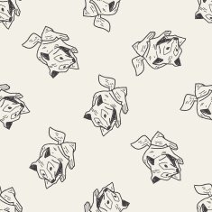 wolf doodle seamless pattern background