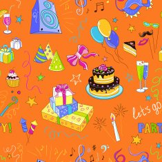 Colored hand-drawn party icon pattern N2