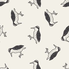 woodpecker doodle seamless pattern background