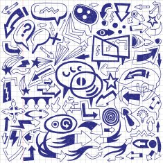 speech bubbles and arrows - doodles set