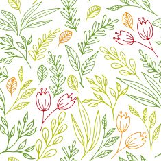 Floral seamless pattern with hand drawn flowers and plants