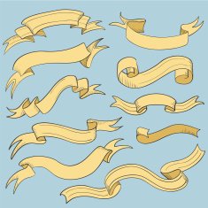 Vintage ribbon banners hand drawn