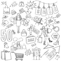 Shopping doodles Sale hand drawn style
