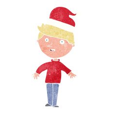 cartoon boy in santa hat