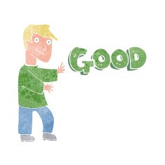 cartoon man doing good