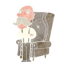 cartoon old man and chair