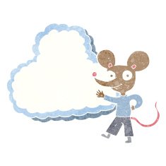 cartoon mouse with cloud text space