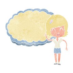 cartoon woman with cloud text space N3