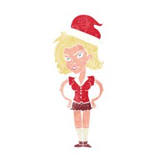 cartoon woman in christmas hat