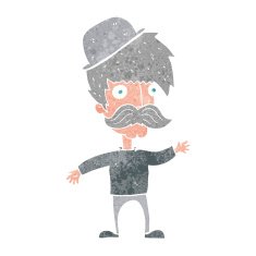 cartoon man wearing bowler hat
