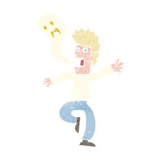 cartoon ghost leaving man