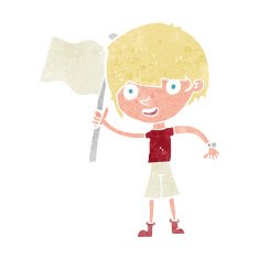 cartoon boy with flag