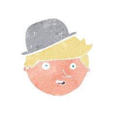cartoon man wearing bowler hat N3