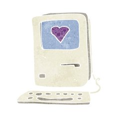 cartoon computer with love heart