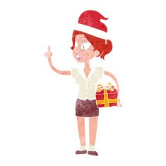 cartoon woman with present N3