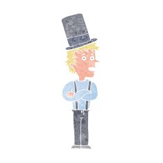 cartoon man wearing top hat N9