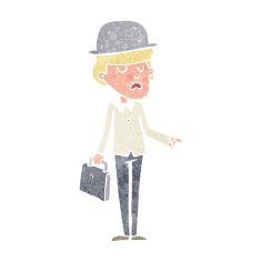 cartoon man in bolwer hat N2