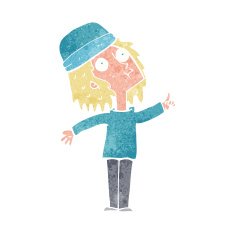 cartoon woman wearing winter hat N6