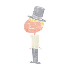 cartoon man wearing top hat N10
