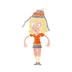 cartoon woman wearing hat N3