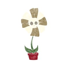 cartoon skull flower