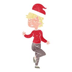 cartoon woman getting ready for christmas N2