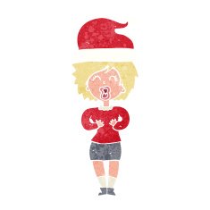 cartoon woman getting ready for christmas N4
