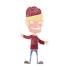 cartoon man wearing winter hat N11