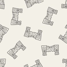castle doodle seamless pattern background N4