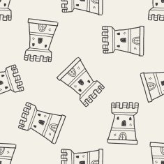 castle doodle seamless pattern background N7