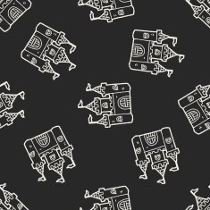 castle doodle seamless pattern background N9