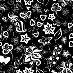 Seamless Contour Floral Pattern (Vector) N3