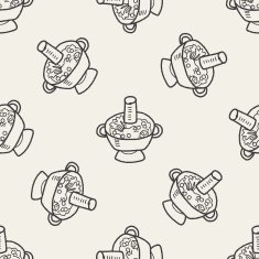 Chafing dish doodle seamless pattern background N2