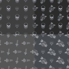 Set of four old school tattoo seamless patterns