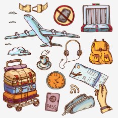 airport and air travel icons concept traveling on airplane tourism
