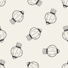 Chinese New Year decorative lantern doodle seamless pattern background N3