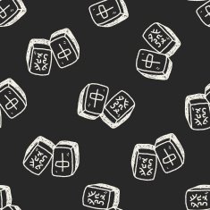 Chinese New Year mahjong doodle seamless pattern background