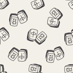 Chinese New Year mahjong doodle seamless pattern background N2