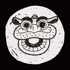 Chinese New Year The dragon and lion dancing head doodle N18