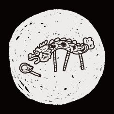 Chinese New Year The dragon and lion dancing head doodle N19