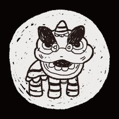 Chinese New Year The dragon and lion dancing head doodle N20