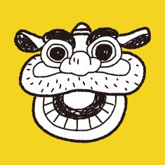 Chinese New Year The dragon and lion dancing head doodle N21